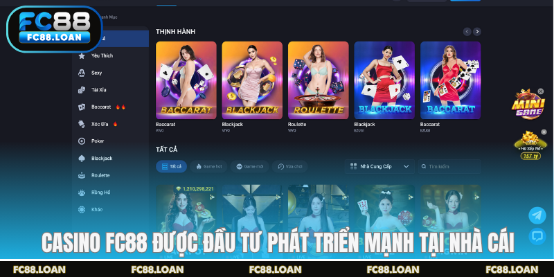 Casino FC88 được đầu tư phát triển mạnh tại nhà cái