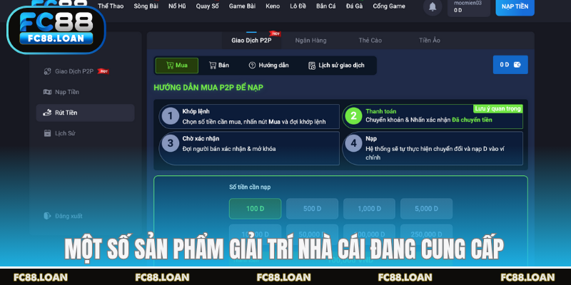Một số sản phẩm giải trí nhà cái đang cung cấp