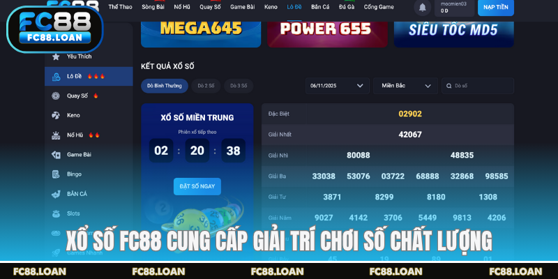 Xổ số FC88 cung cấp giải trí chơi số chất lượng