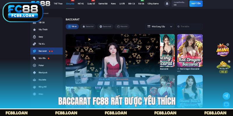 Baccarat FC88 rất được yêu thích